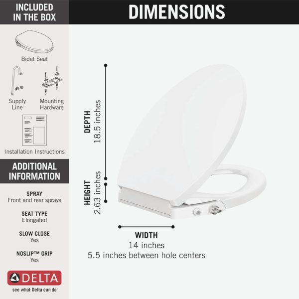 Delta Faucet Elongated Bidet Toilet Seat