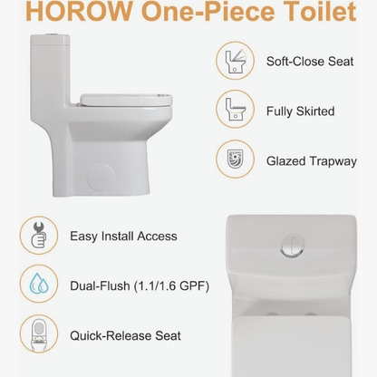 HOROW HT1000 Compact One Piece Toilet