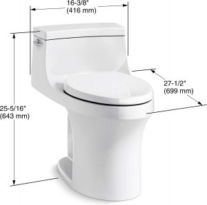 KOHLER K-5172-0 San Souci Comfort Height Compact Elongated 1.28 GPF Toilet